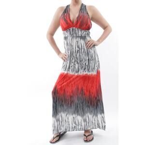 Silky feel maxi orange striped dress size L